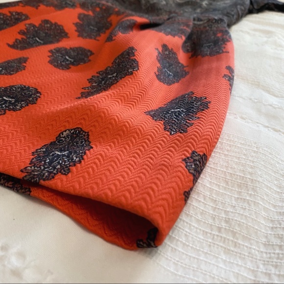 CLUB MONACO RAEANNE SILK WOOL NAVY ORANGE PAISLEY MINI DRESS - 0 - Picture 10 of 12